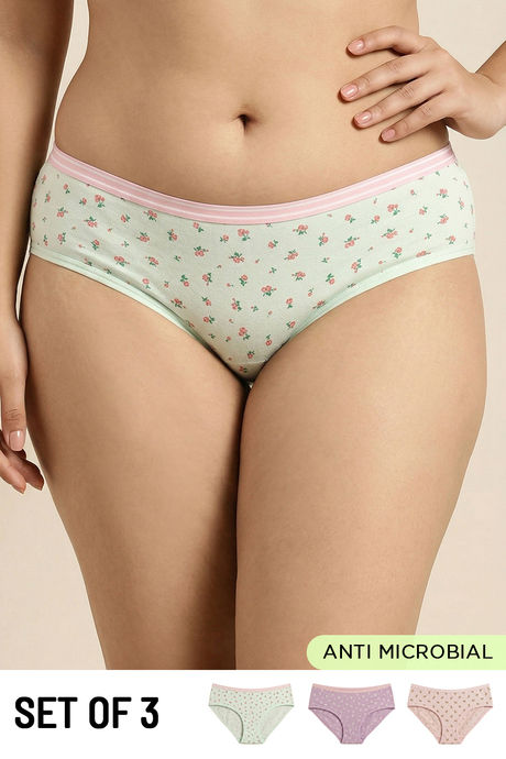 Buy Zivame Low Rise Full Coverage Hipster Panty (Pack of 3) - Multicolor